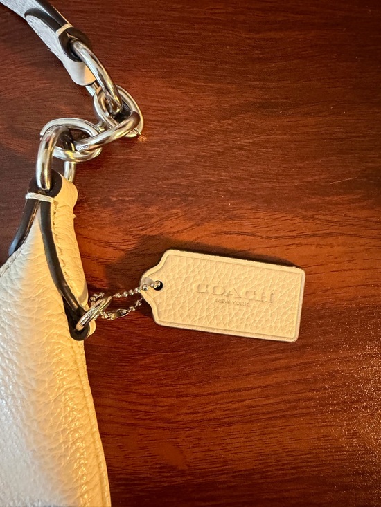 Coach White Pebbled Leather Crescent Shoulder Bag